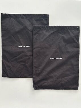 SAINT LAURENT Two (2) Black Cotton Canvas Dust / Travel Bags, NEW
